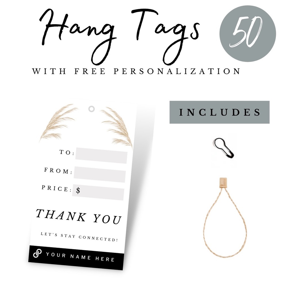 50 Custom Hang Tags - Seller Supplies - Poshmark Packaging - 2 x 3.5 in